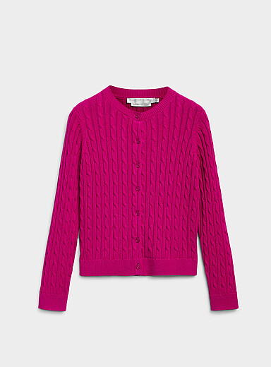 Le cardigan carr&eacute; c&acirc;bles torsad&eacute;s pur coton