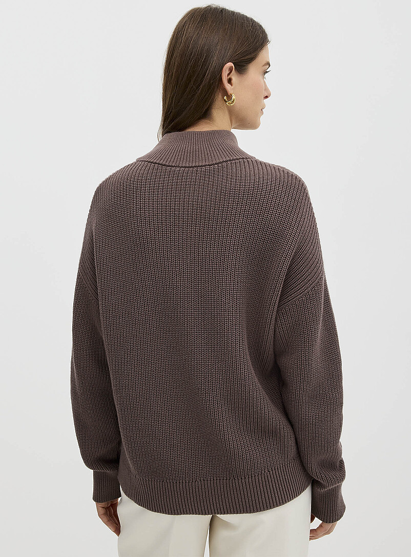 Zipped mock neck shaker rib sweater | Contemporaine | Shop Women's