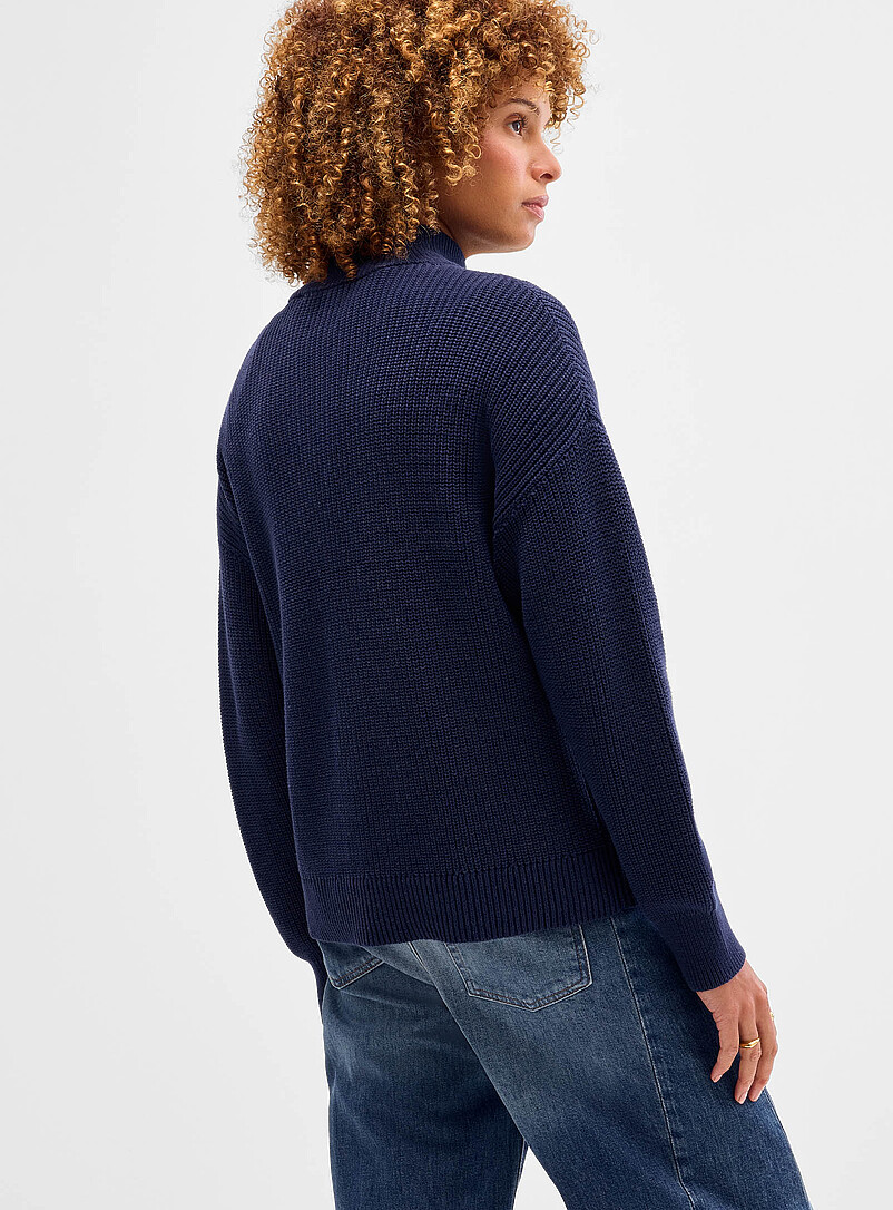 Zipped mock neck shaker rib sweater | Contemporaine | Shop Women's