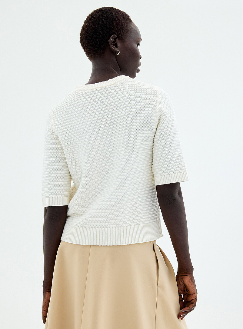 Contemporaine Taupe Boxy-fit textured sweater for women
