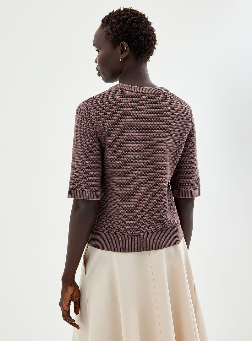 Contemporaine Taupe Boxy-fit textured sweater for women
