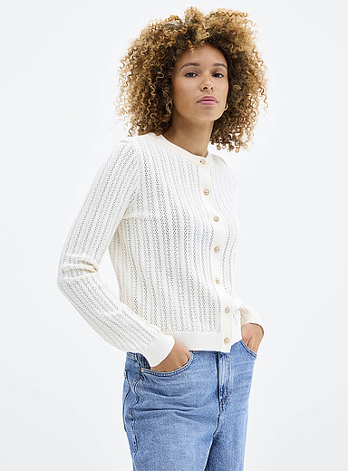 Small rose buttons pointelle cardigan