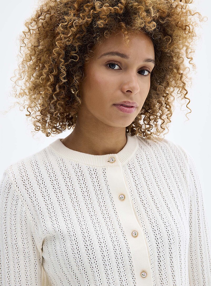 Small rose buttons pointelle cardigan | Contemporaine | Shop