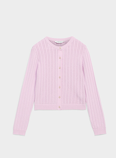Le cardigan pointelle boutons petite rose