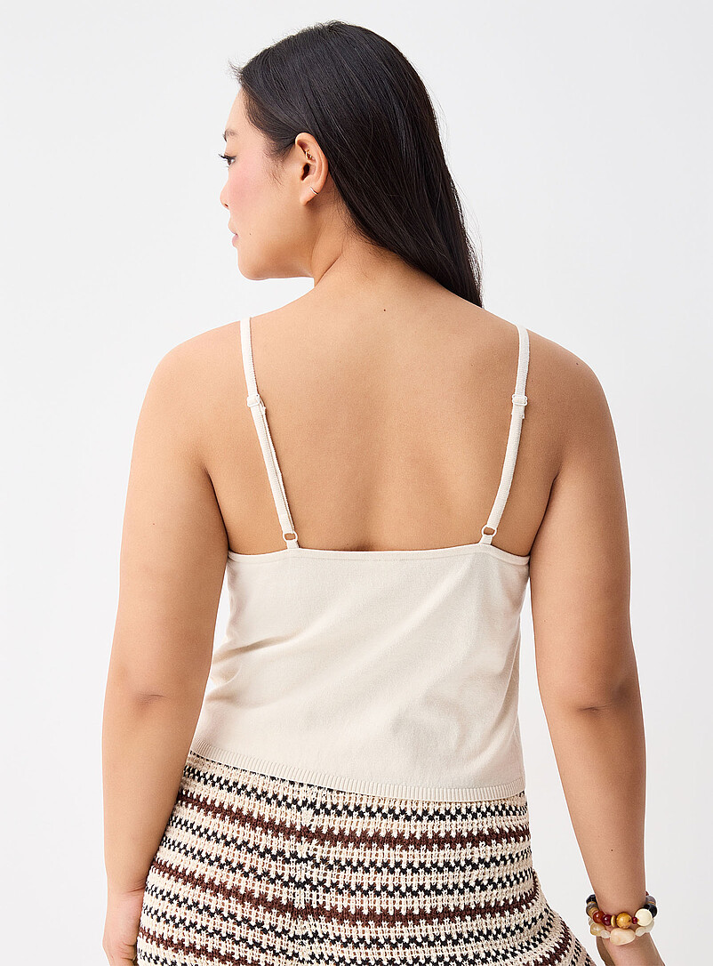 Twik: La camisole bretelles billes et breloque Ivoire - Beige cr&egrave;me pour femme