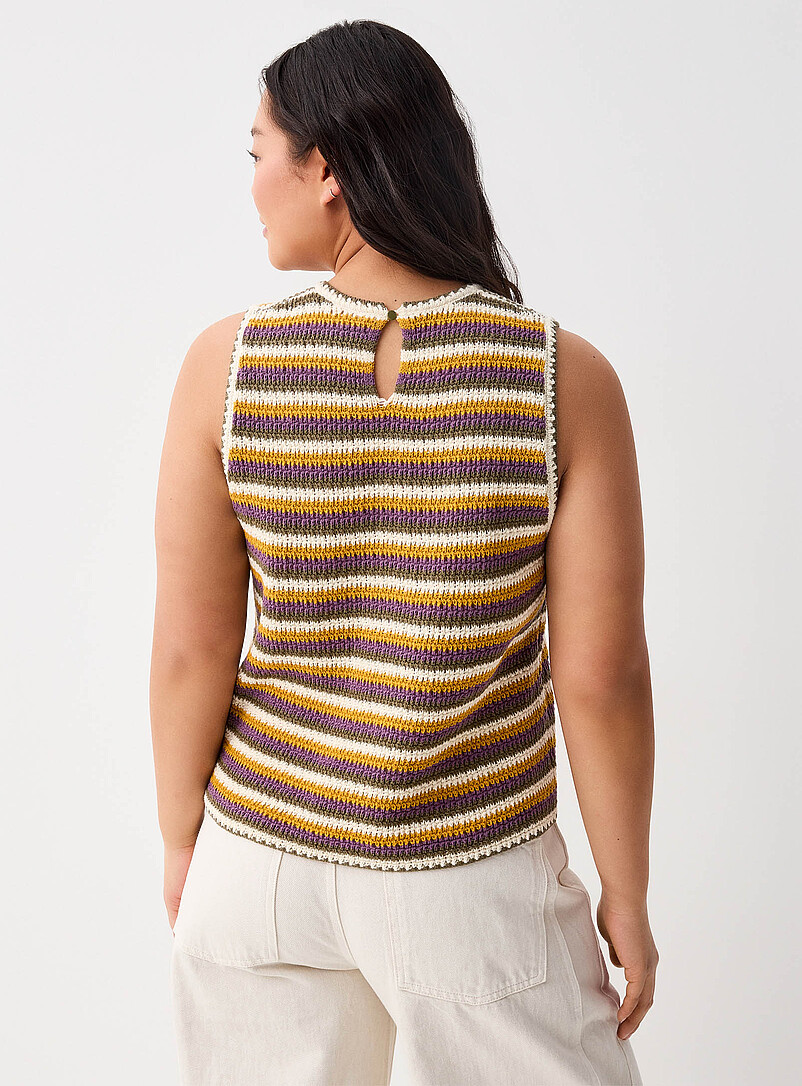 Twik Patterned yellow Striped crocheted cami for women
