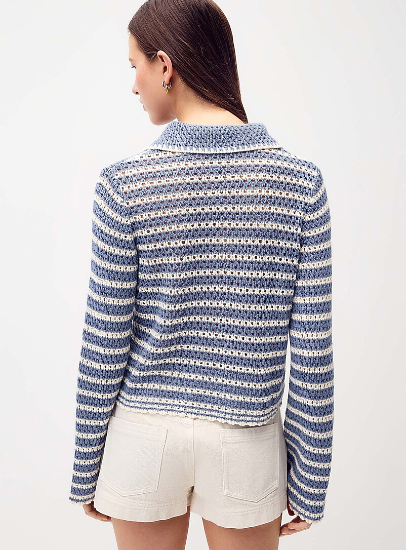 Twik: Le cardigan crochet ray&eacute; Beige et noir pour femme