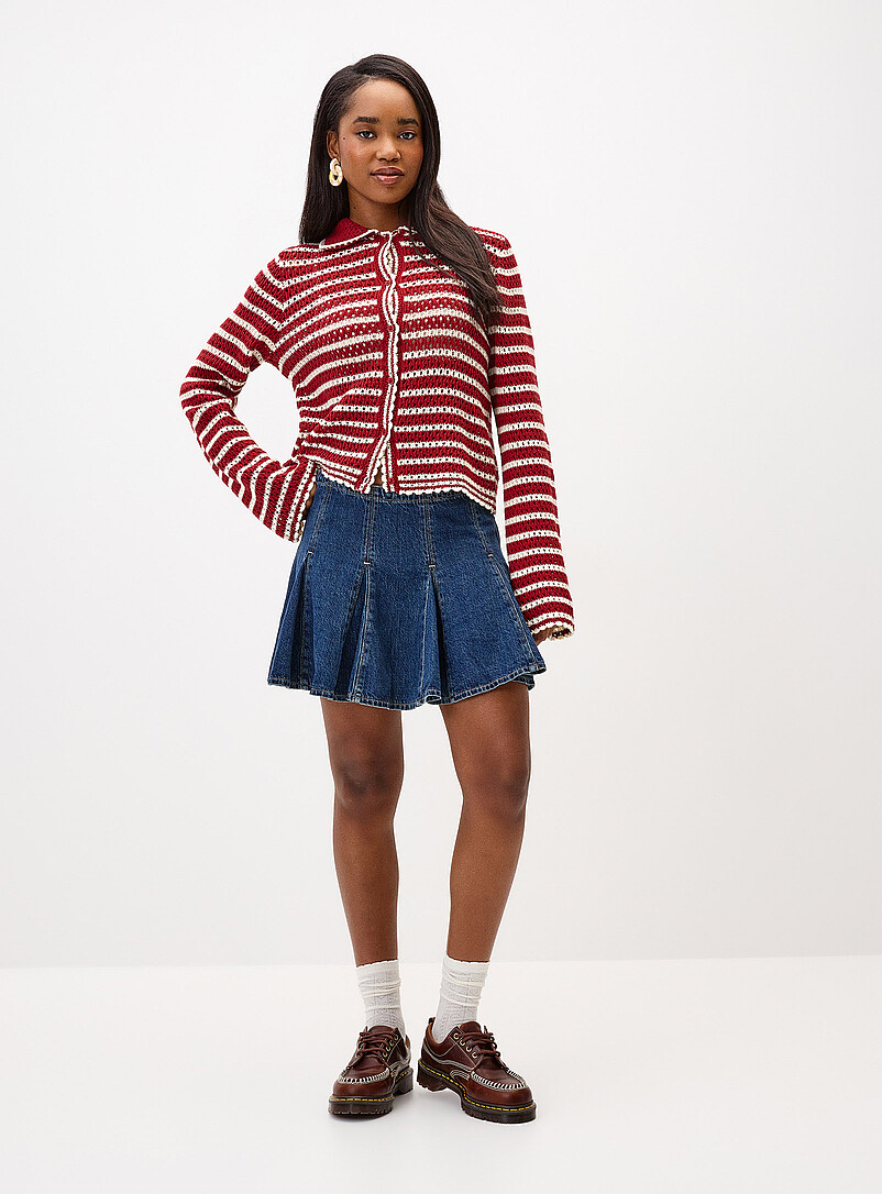Twik: Le cardigan crochet ray&eacute; Beige et noir pour femme
