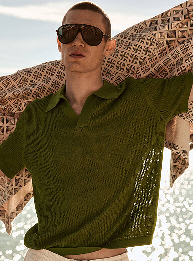 Le polo col Johnny tricot motif pointelle