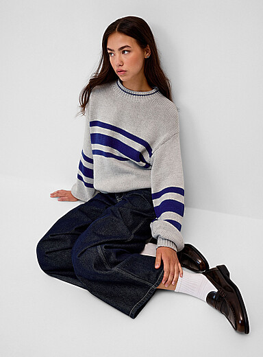Retro stripes loose sweater
