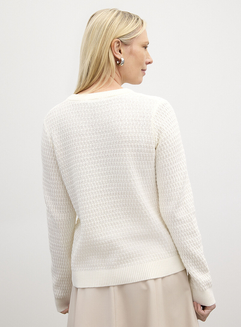 Contemporaine: Le chandail textur&eacute; coton retransform&eacute; Blanc cass&eacute; pour femme