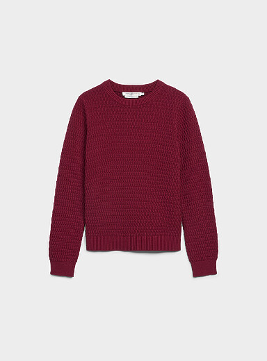Textured reprocessed cotton sweater