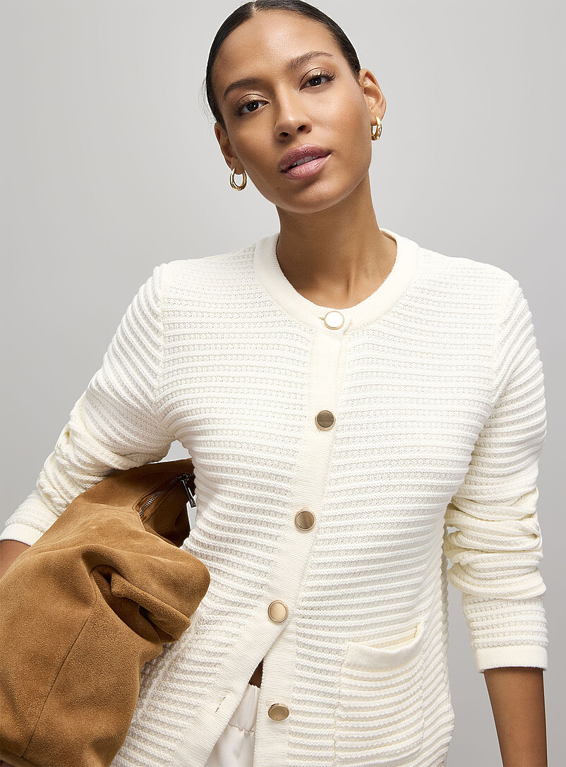 Patch pockets textured cardigan | Contemporaine | Shop Women's