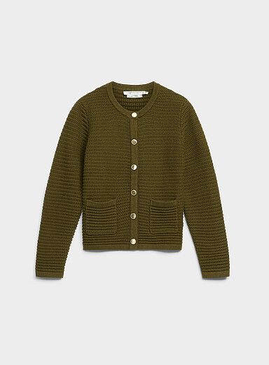 Le cardigan textur&eacute; poches plaqu&eacute;es