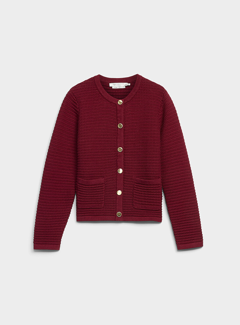 Contemporaine Black Patch pockets textured cardigan for women