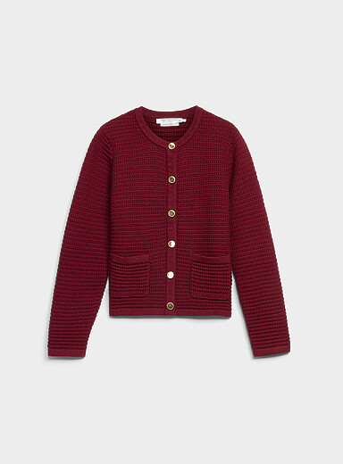 Le cardigan textur&eacute; poches plaqu&eacute;es