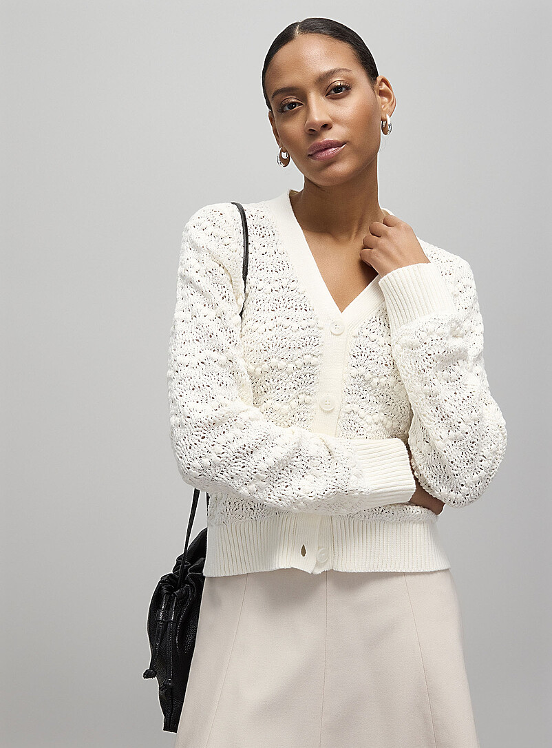 Waves and pompons textured cardigan | Contemporaine | Shop Women's