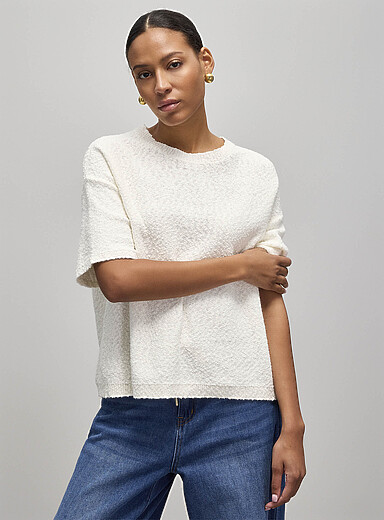 100% reprocessed cotton textured sweater