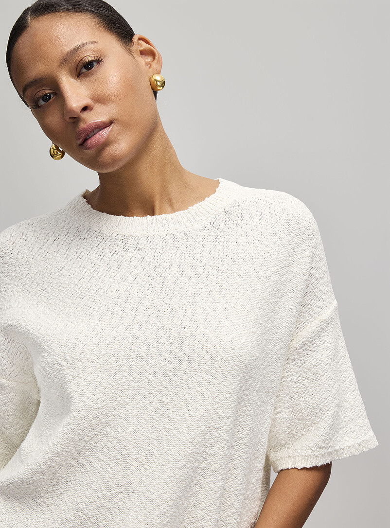 Contemporaine Pine/Bottle Green 100% reprocessed cotton textured sweater for women