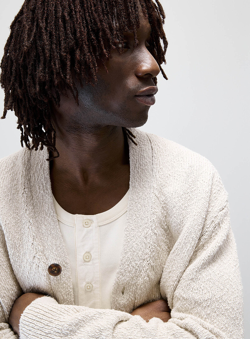 Le 31: Le cardigan tricot textur&eacute; Ivoire  pour homme