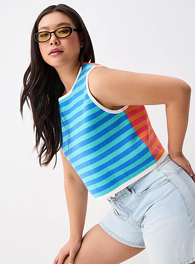Bright stripe sweater vest