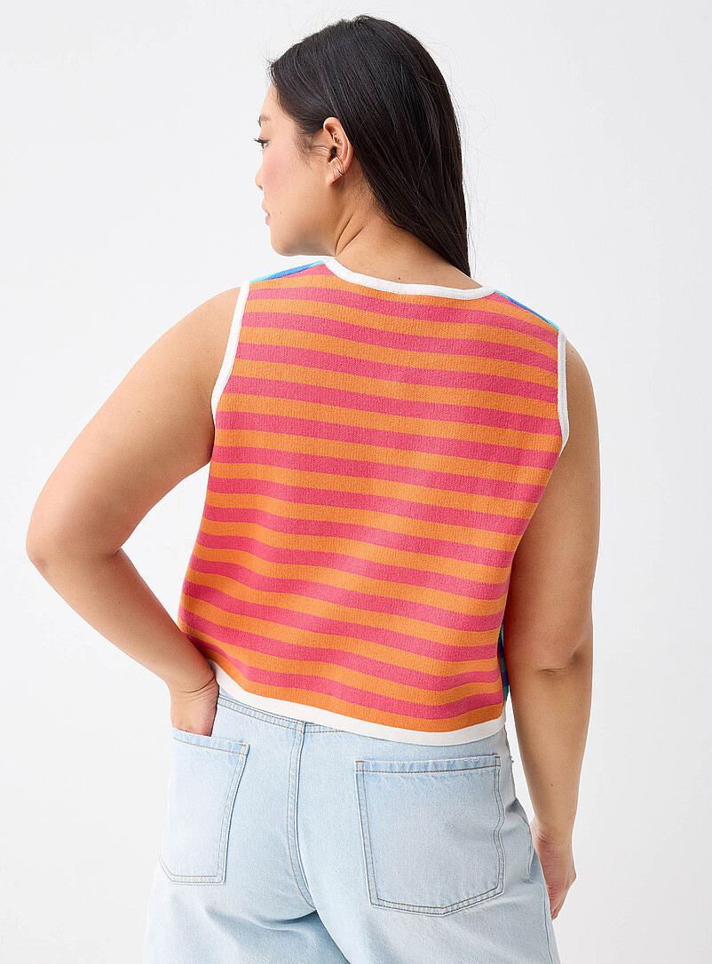 Twik Red - Stripe Bright stripe sweater vest for women