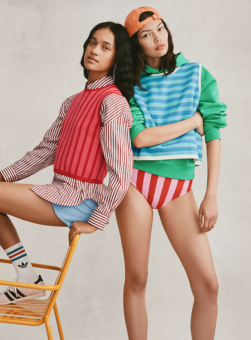 Twik Red - Stripe Bright stripe sweater vest for women