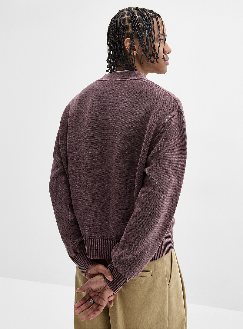 Djab Brown Cropped washed cardigan for men