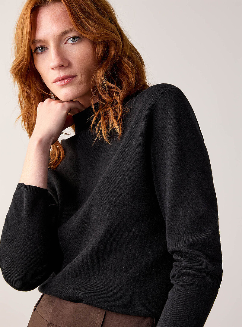 Contemporaine Oxford Fine-knit mock-neck sweater for women