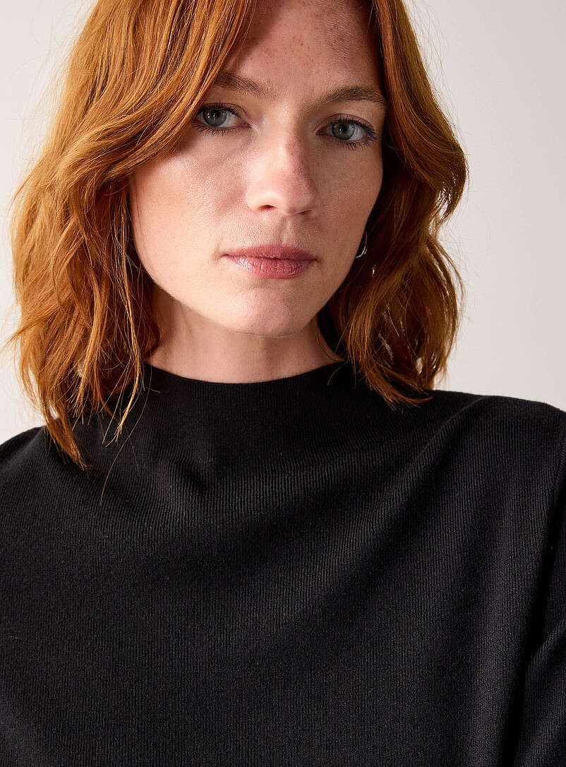 Contemporaine Oxford Fine-knit mock-neck sweater for women