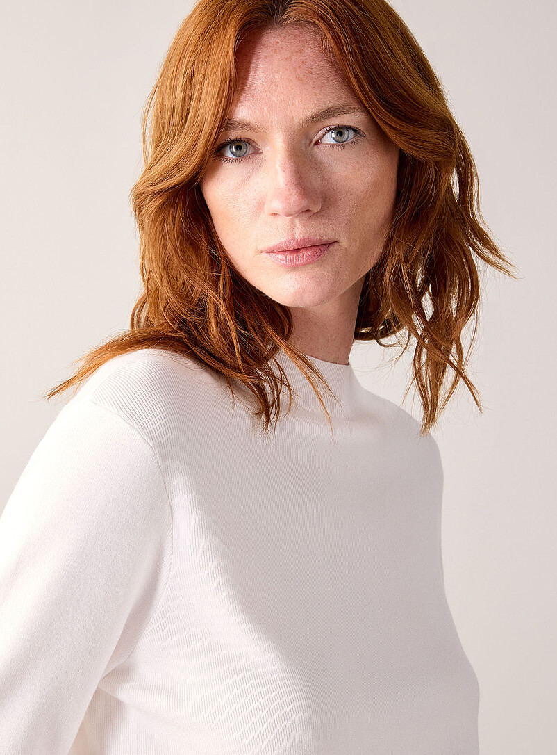 Contemporaine Oxford Fine-knit mock-neck sweater for women