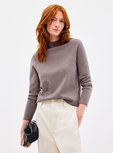 Fine-knit mock-neck sweater