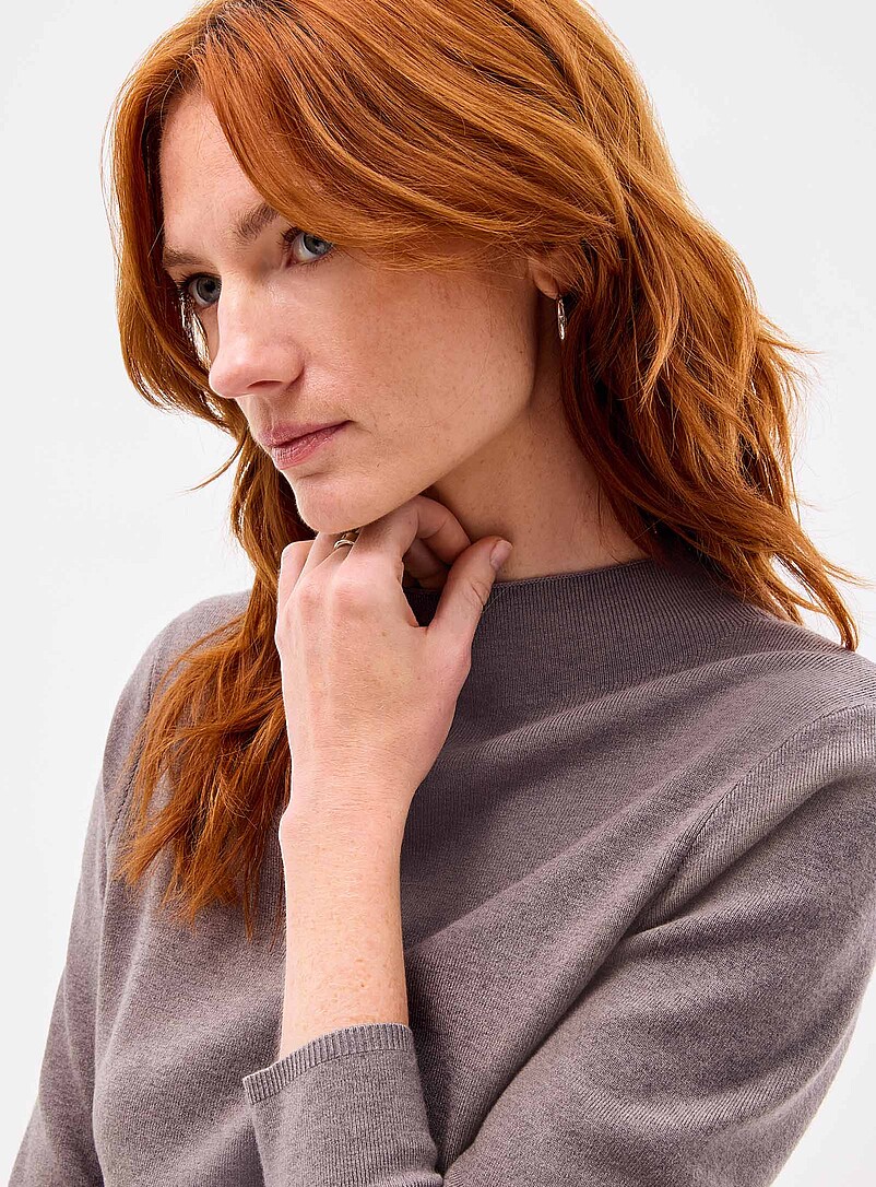 Contemporaine Oxford Fine-knit mock-neck sweater for women