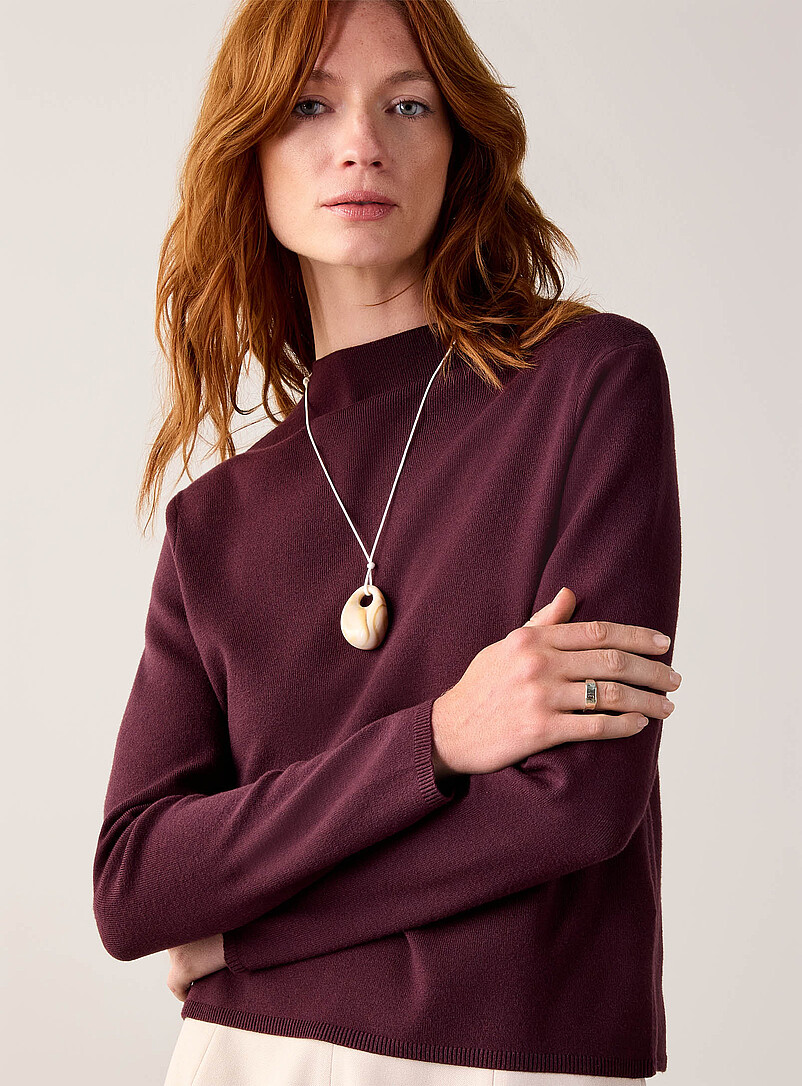 Contemporaine Oxford Fine-knit mock-neck sweater for women