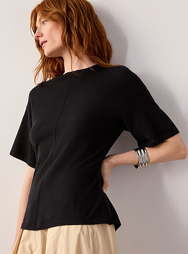 Le chandail fin tricot taille fronc&eacute;e