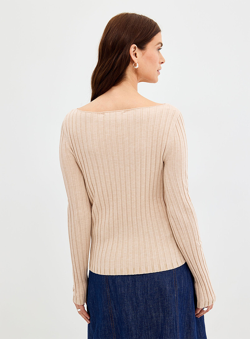Wide ribbing fitted boat-neck sweater | Contemporaine | Shop