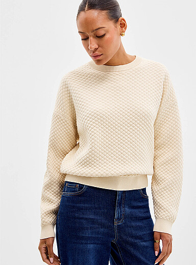 Le chandail texture losanges pur coton