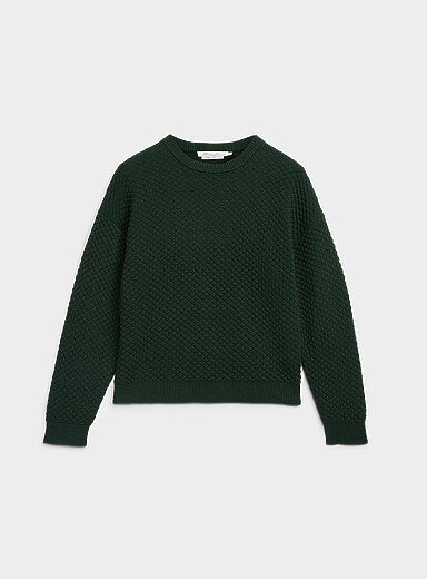 Diamond-texture pure cotton sweater
