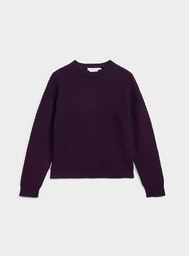 Diamond-texture pure cotton sweater