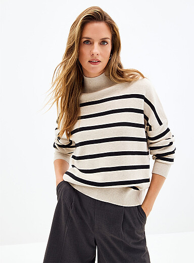 Boxy fit high-neck pure cotton sweater