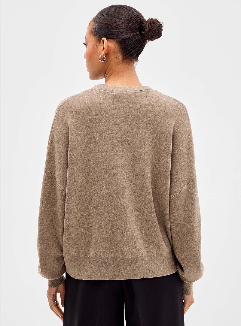 Contemporaine: Le cardigan carr&eacute; col V pur coton Taupe pour femme