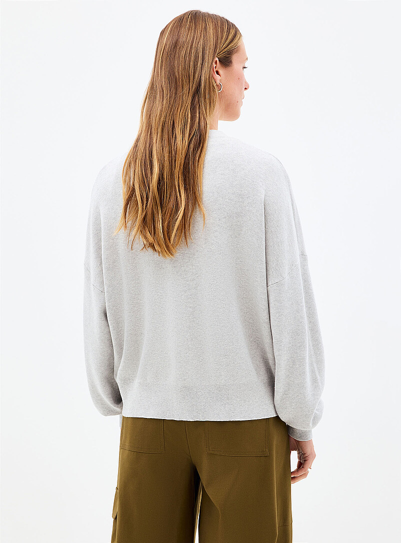 Contemporaine: Le cardigan carr&eacute; col V pur coton Taupe pour femme