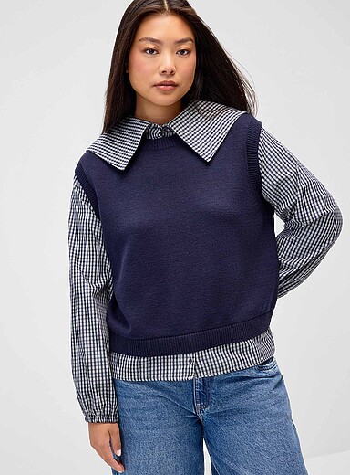 Twik: Le d&eacute;bardeur superposition chemise Bleu marine - Bleu nuit pour femme