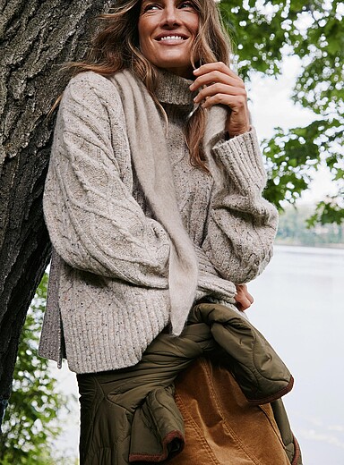 Confetti-knit merino wool turtleneck sweater
