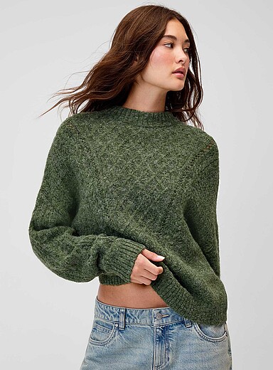 Fuzzy knit boxy-fit sweater