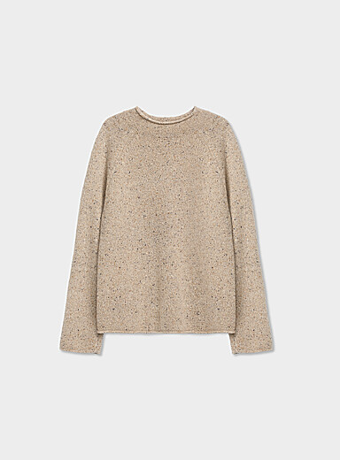 Le chandail tricot confetti col montant laine m&eacute;rinos