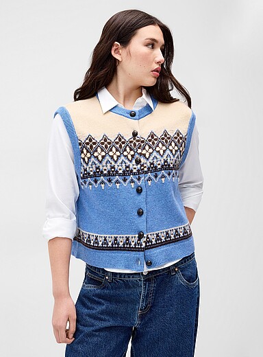 Nordic pattern wool-blend vest