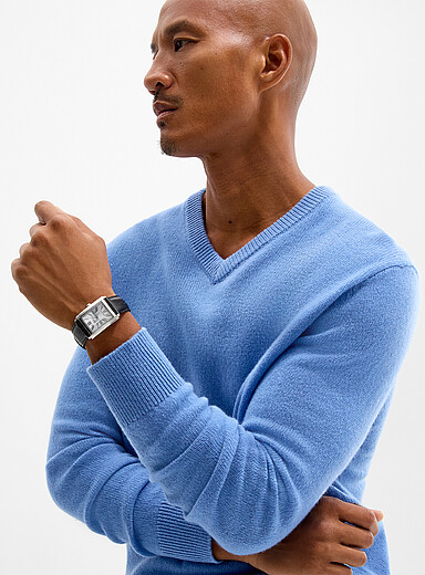 Le 31 Baby Blue V-neck sweater <b>Recycled lambswool</b> for men
