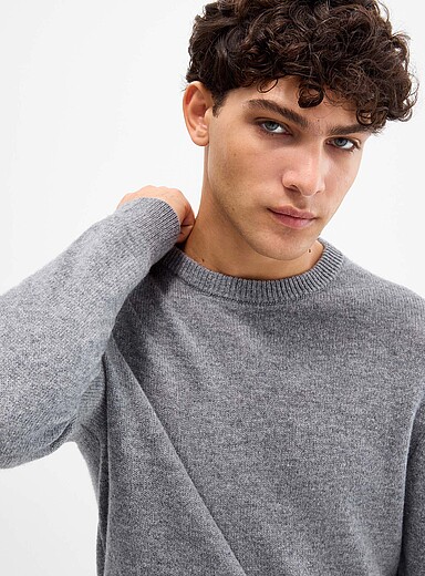 Le 31 Oxford Crew neck sweater <b>Recycled lambswool</b> for men