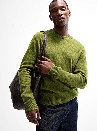 Le 31 Green Crew neck sweater <b>Recycled lambswool</b> for men